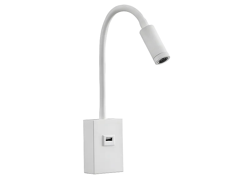 Appliquer led 3w CAPOTE blanc usb et interrupteur articulable et réglable FABRILAMP