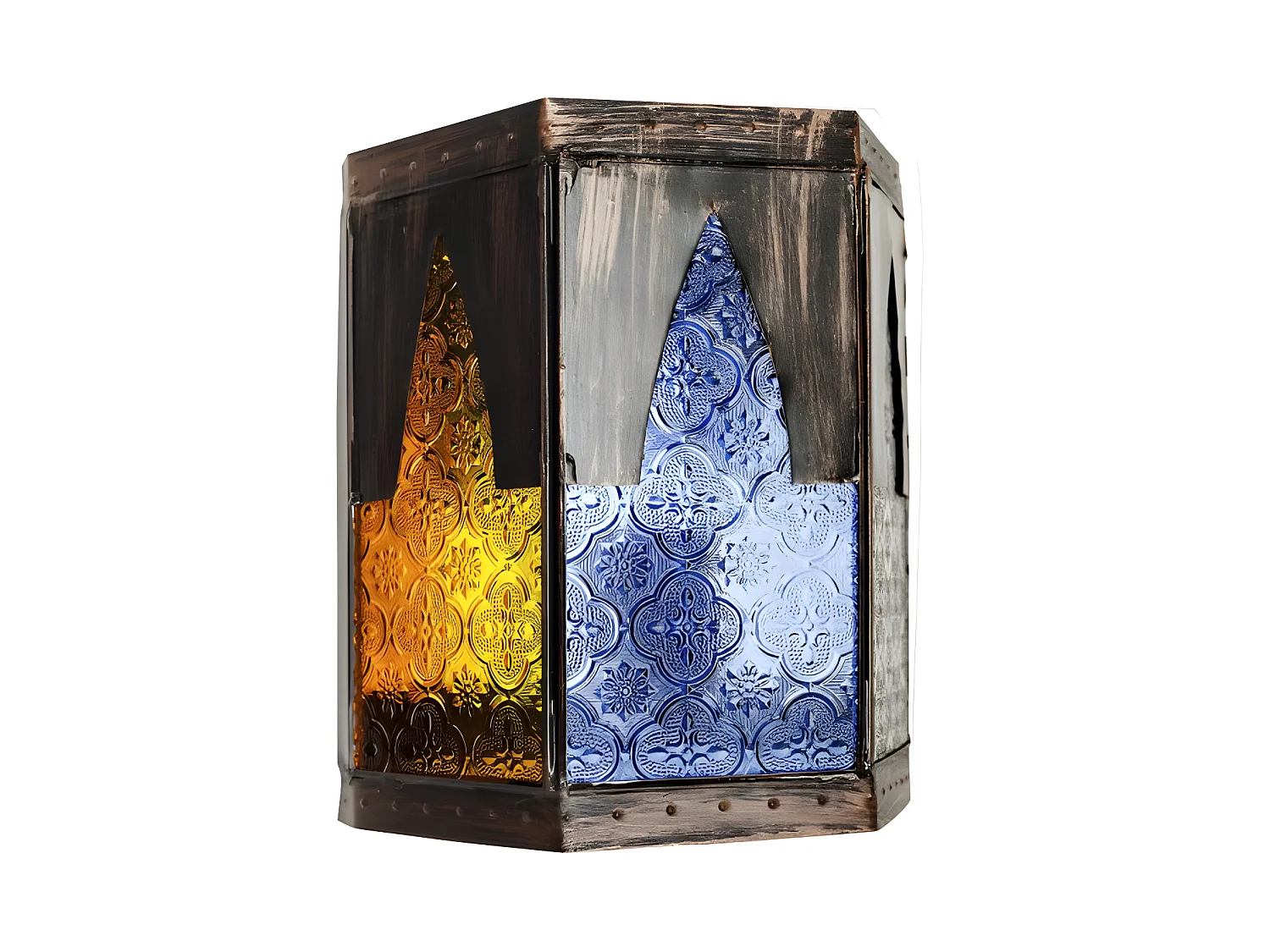 Lampada Applica Handmade Meknes 1xe27 Marrone / colori 21,5x18,5 FABRILAMP.