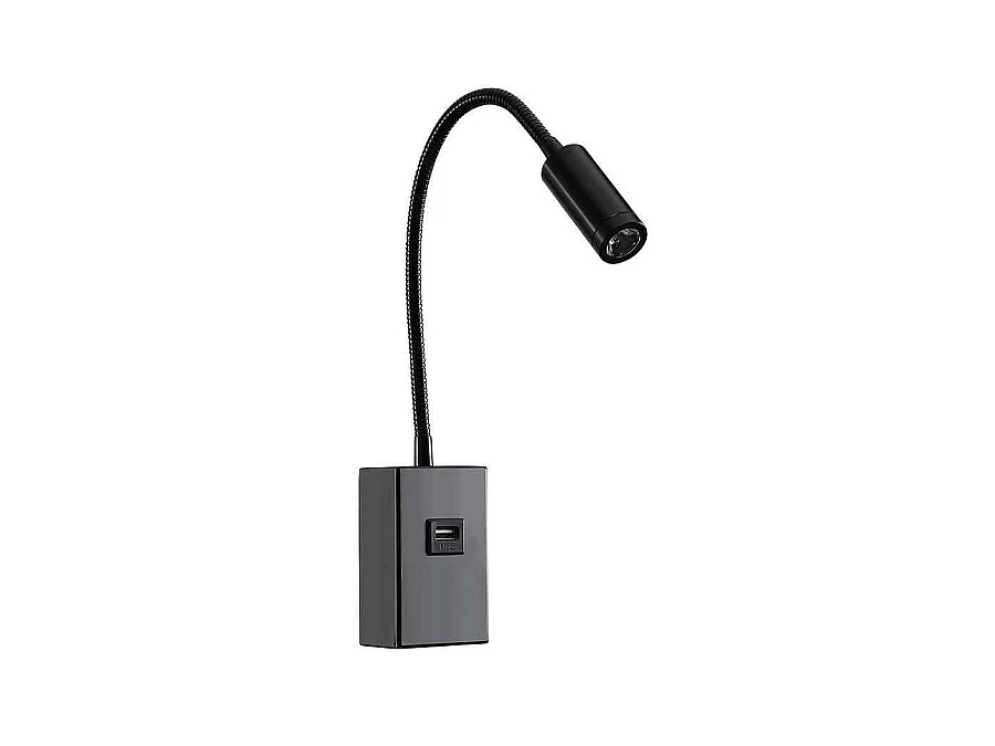 Applique murale Noir USB E Switch Capote 3w FABRILAMP
