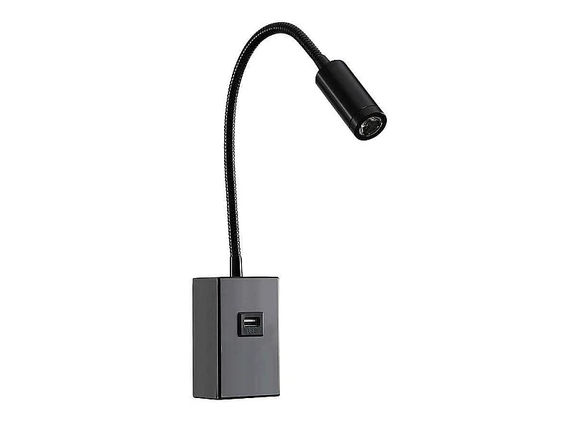 Lampada da parete Nero USB E Switch Capote 3w FABRILAMP