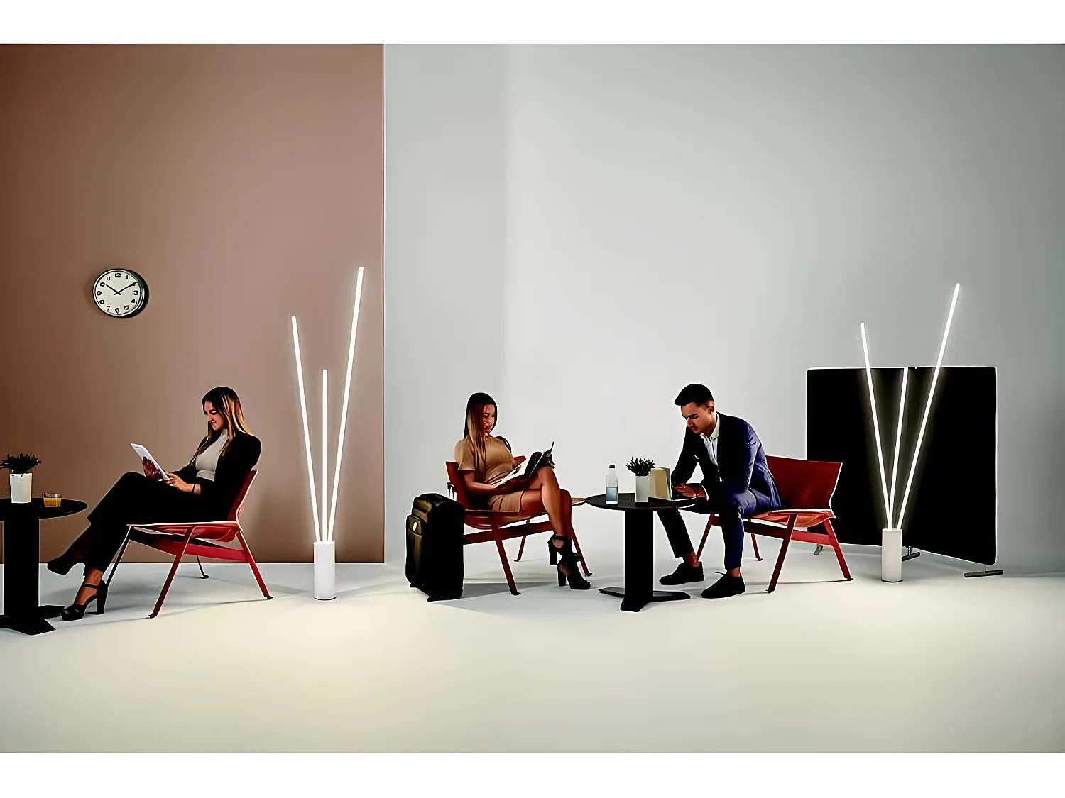 Pied de salon LED en aluminium dimable, en MANTRA blanc vertical