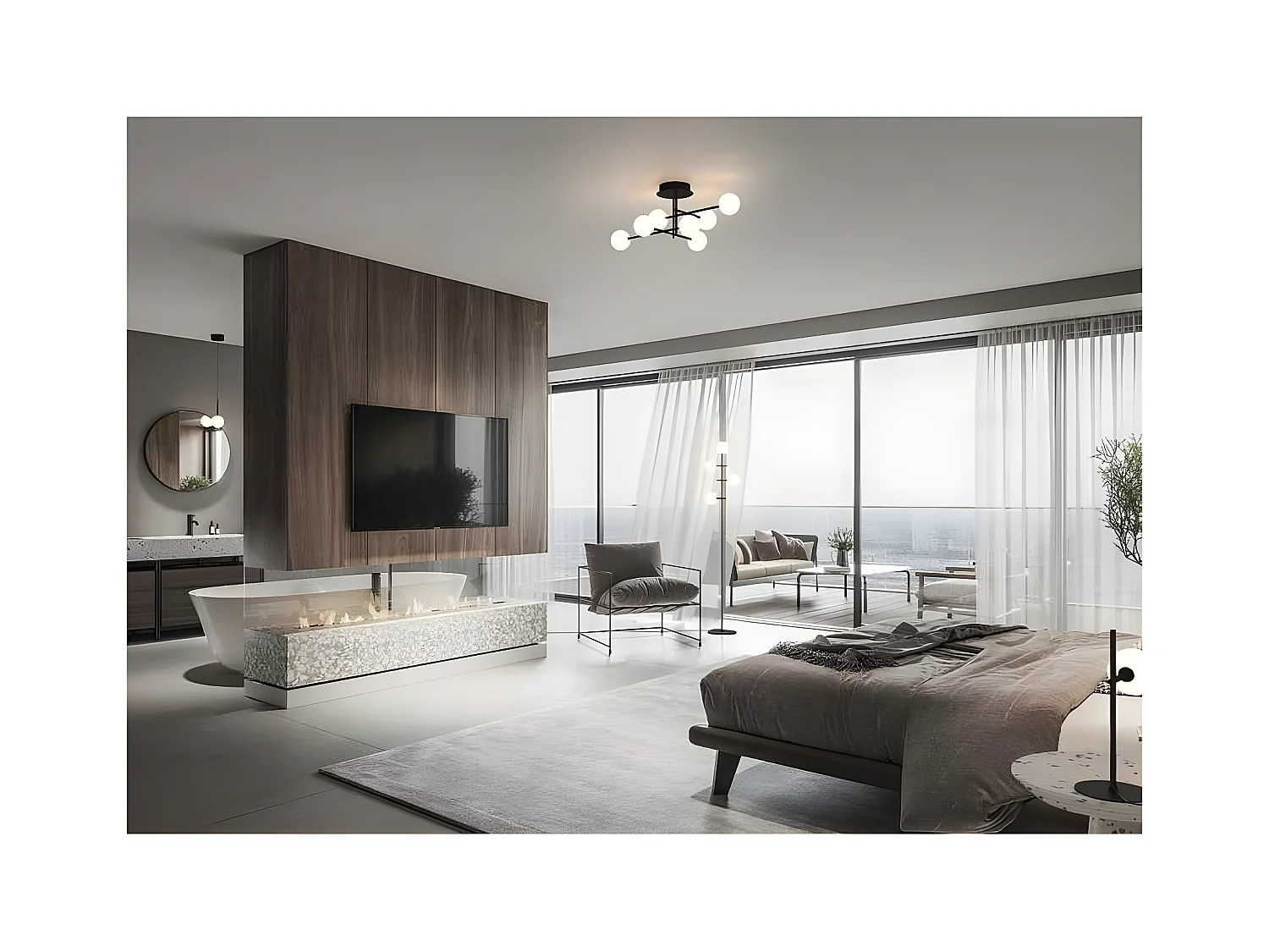 Modèle de pied de salon CELLAR couleur noire avec tulipes sphériques MANTRA