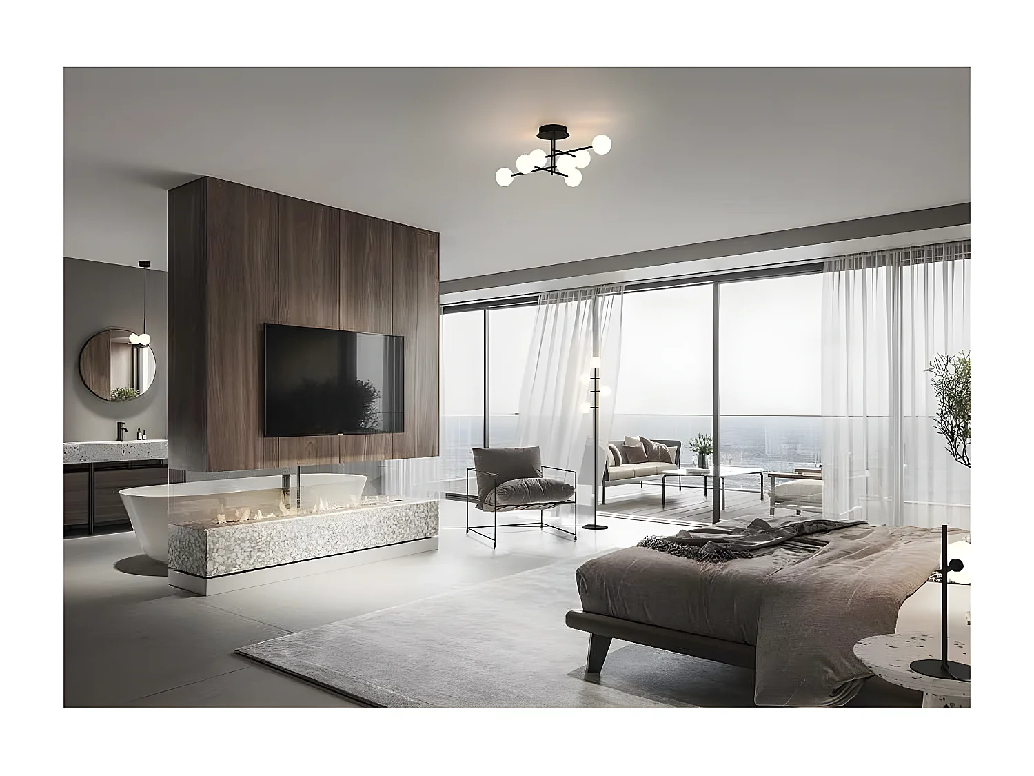 Modèle de pied de salon CELLAR couleur noire avec tulipes sphériques MANTRA