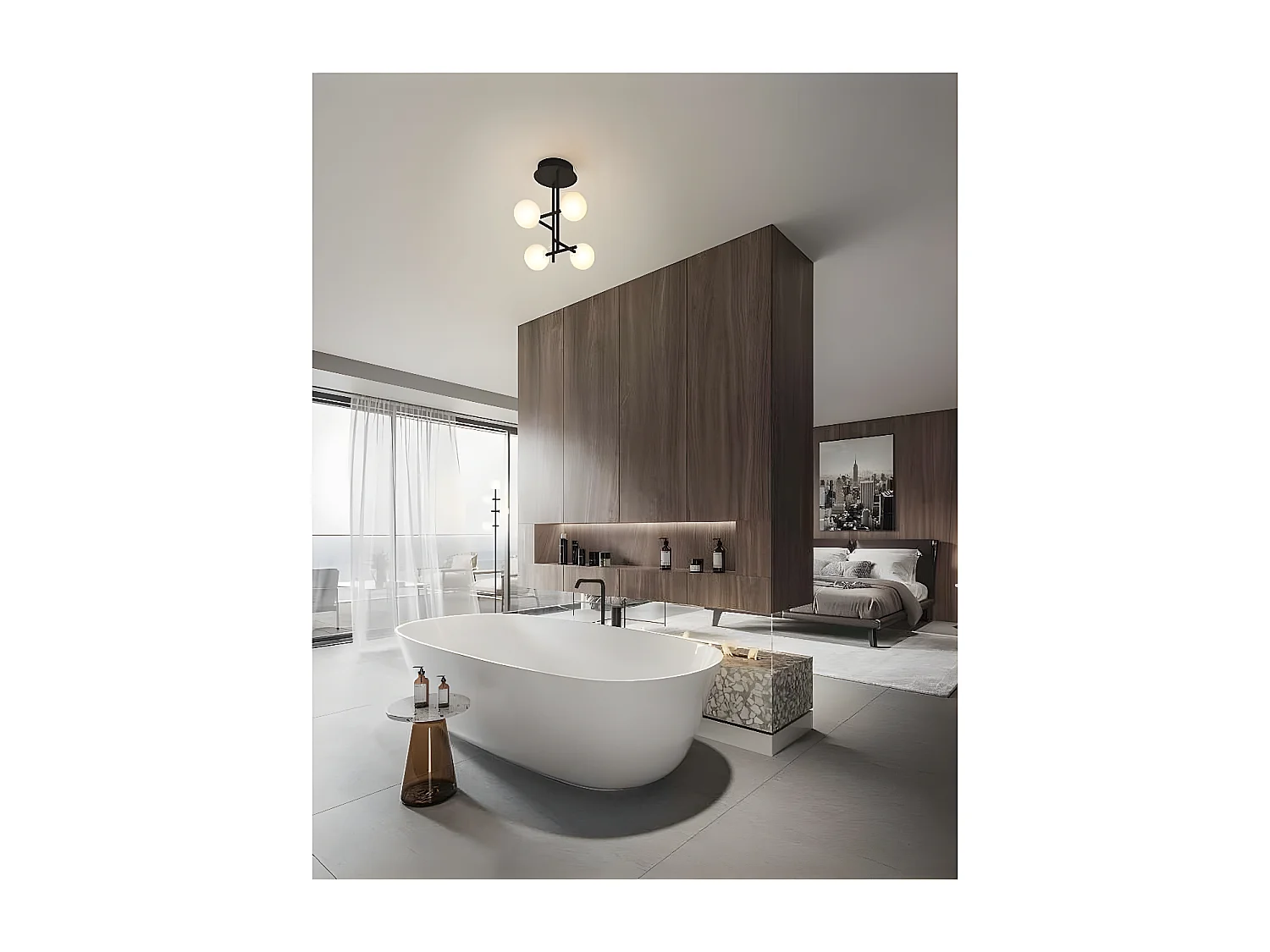 Modèle de pied de salon CELLAR couleur noire avec tulipes sphériques MANTRA