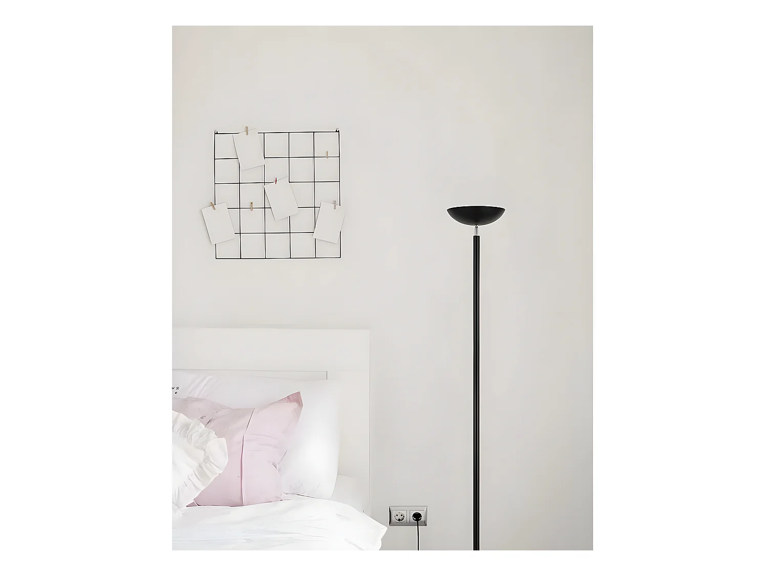 Pied salon finition noire LUYTEN 2 lumières, 180 cm. FABRILAMP