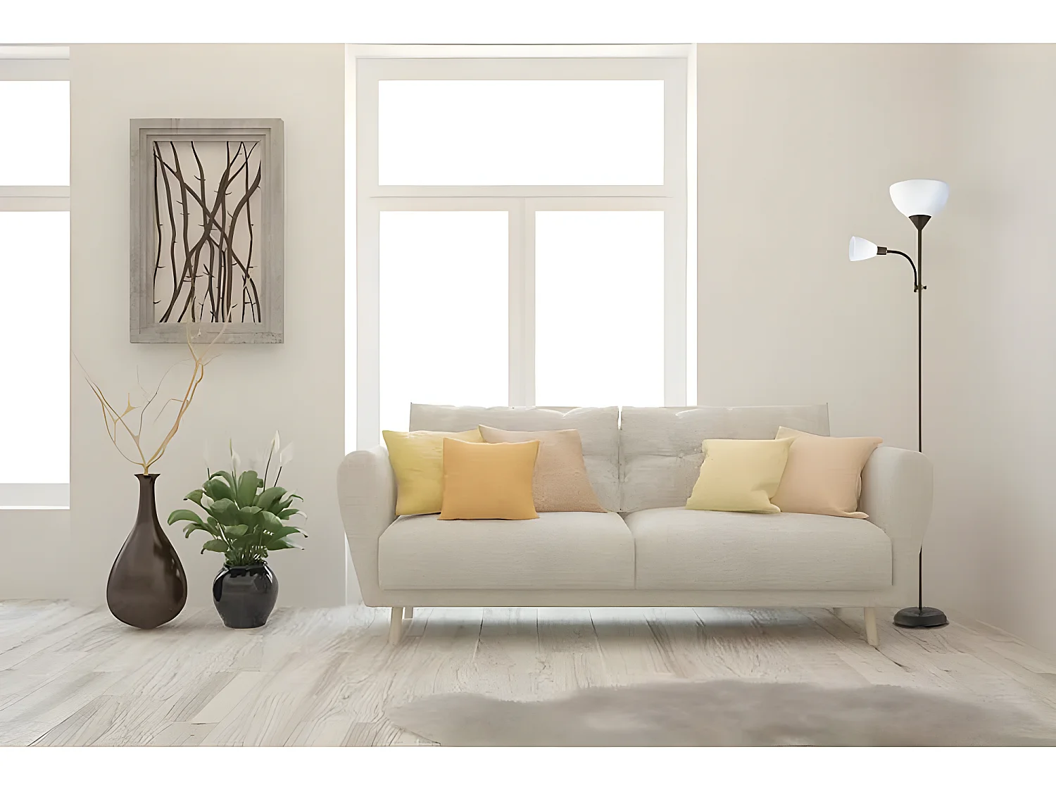 Salon Pied RIGEL 1xe27+1xe14 Marron 180 cm FABRILAMP