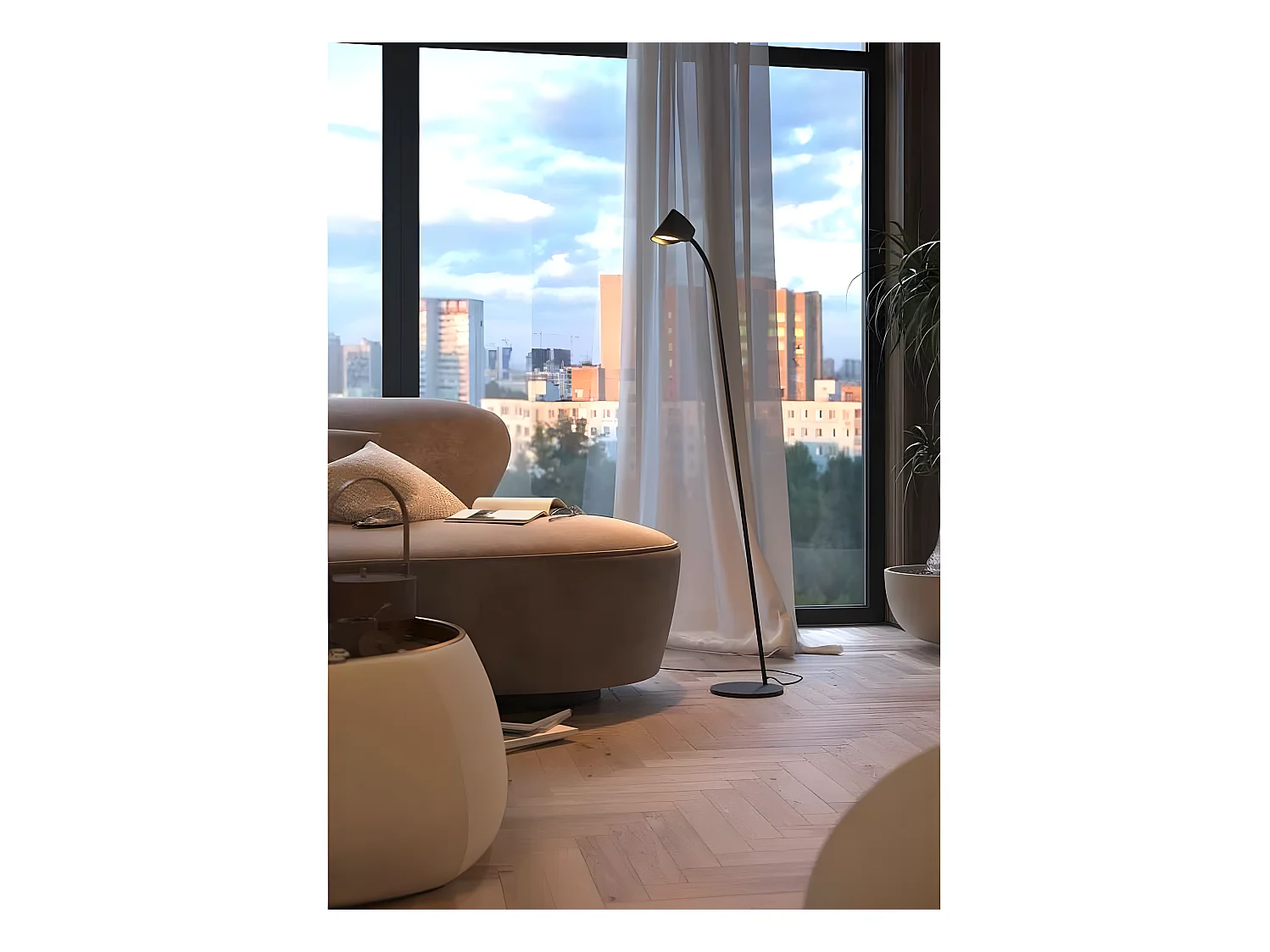 Lampe à pied modèle CAPUCCINA noir led intégrée MANTRA