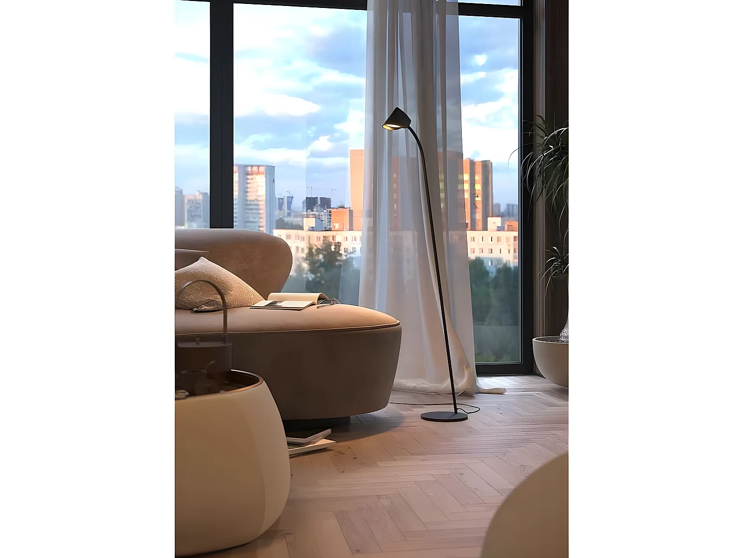 Lampe à pied modèle CAPUCCINA noir led intégrée MANTRA