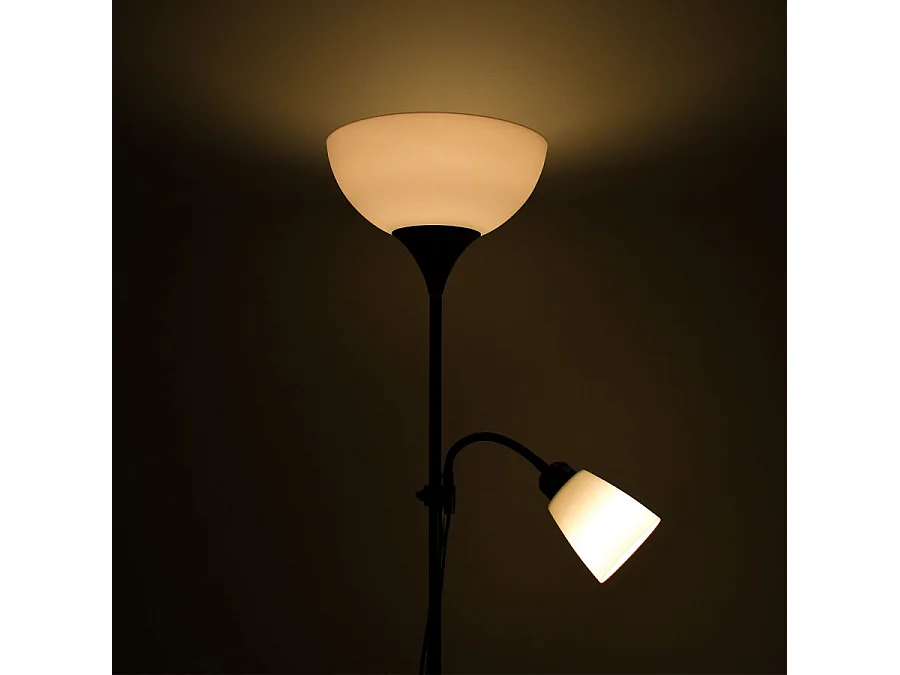 Lampadaire marron de la série VARESE avec double éclairage INTERLUSA