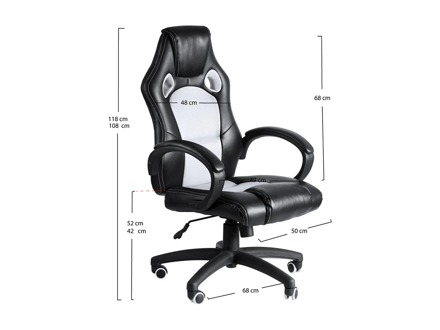 Silla Gaming Pro - Blanco y Negro - Máxima Ergonomía - Ideal para sesiones de Gaming
