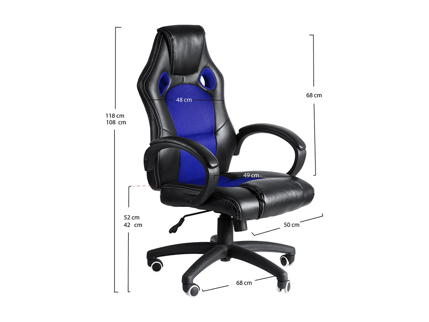 Silla Gaming Pro - Azul y Negro - Máxima Ergonomía - Ideal para sesiones de Gaming