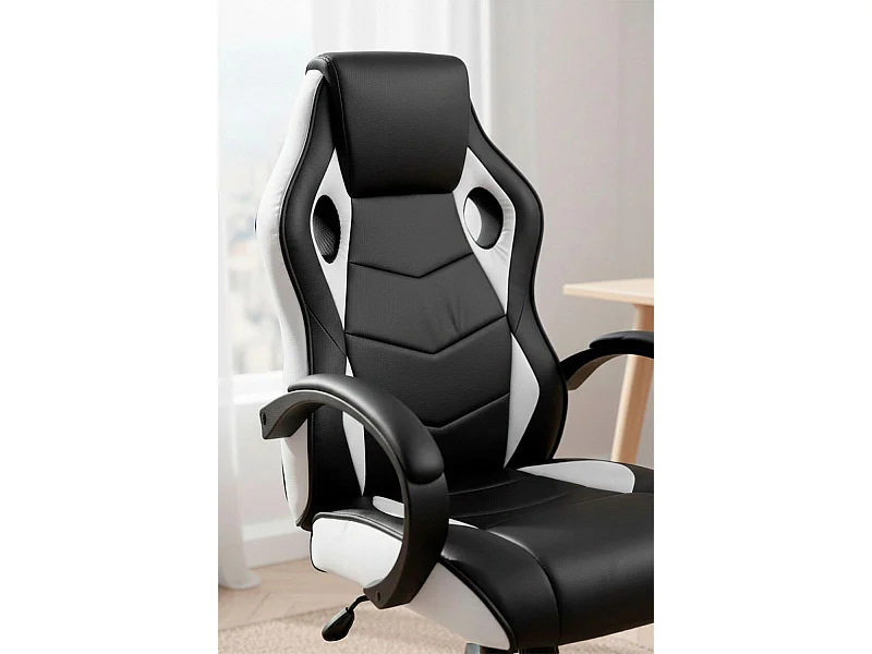 Silla Gaming Boss - Blanco y Negro - Máxima Ergonomía - Ideal para sesiones de Gaming