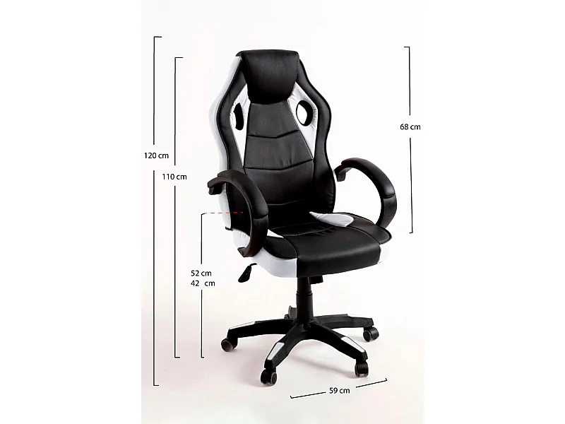 Silla Gaming Boss - Blanco y Negro - Máxima Ergonomía - Ideal para sesiones de Gaming