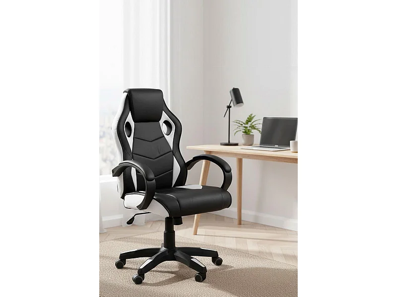 Silla Gaming Boss - Blanco y Negro - Máxima Ergonomía - Ideal para sesiones de Gaming
