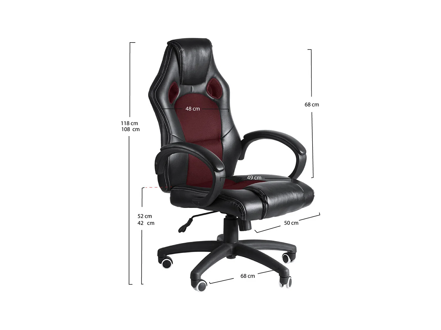 Silla Gaming Pro - Rojo y Negro - Máxima Ergonomía - Ideal para sesiones de Gaming