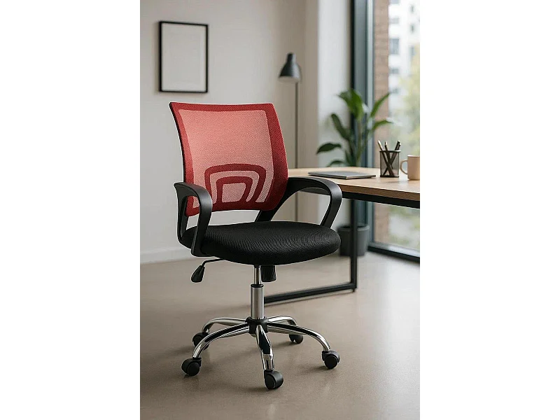 Silla de Oficina Rojo y Negra Midi Pro - Máxima Ergonomía - Ideal para Escritorio y Gaming
