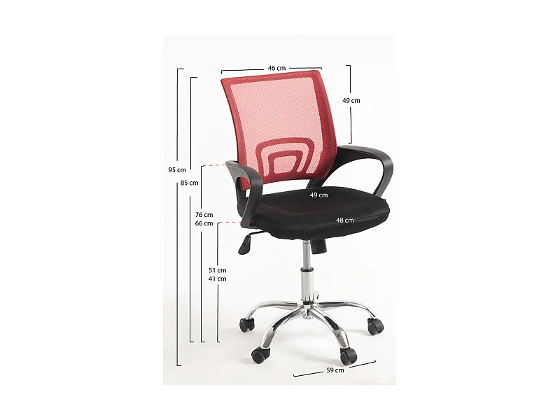 Silla de Oficina Rojo y Negra Midi Pro - Máxima Ergonomía - Ideal para Escritorio y Gaming