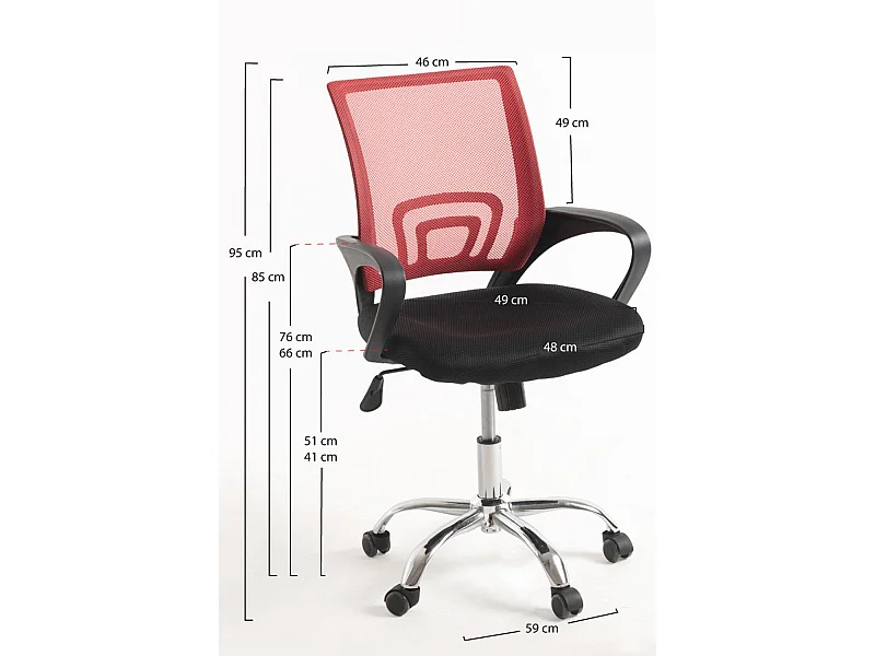 Silla de Oficina Rojo y Negra Midi Pro - Máxima Ergonomía - Ideal para Escritorio y Gaming