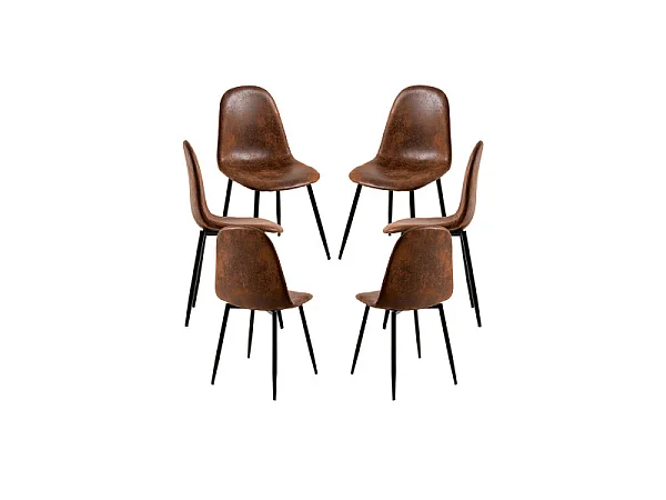 Packs Sillas Comedor - Pack 6 Sillas Black Teok Polipiel - Marrón Vintage