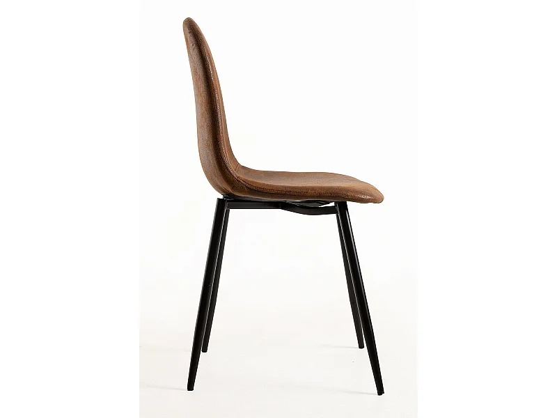 Sillas Comedor - Silla Black Teok Polipiel Vintage - Marrón Vintage