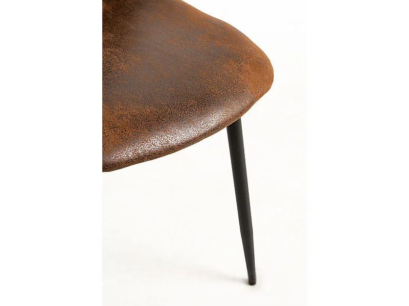 Sillas Comedor - Silla Black Teok Polipiel Vintage - Marrón Vintage