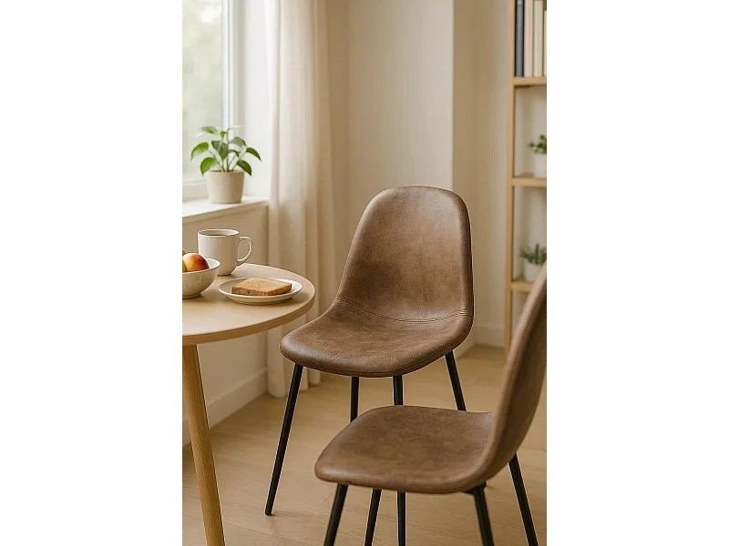 Sillas Comedor - Silla Black Teok Polipiel Vintage - Marrón Vintage