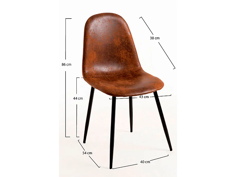 Sillas Comedor - Silla Black Teok Polipiel Vintage - Marrón Vintage