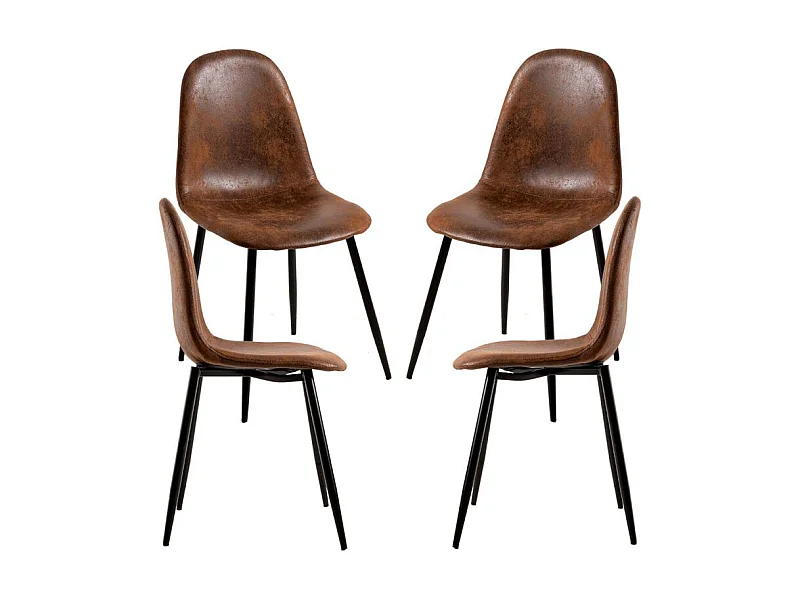 Packs Sillas Comedor - Pack 4 Sillas Black Teok Polipiel - Marrón Vintage