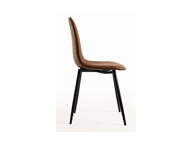 Packs Sillas Comedor - Pack 4 Sillas Black Teok Polipiel - Marrón Vintage