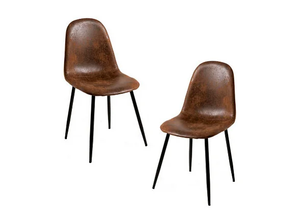 Packs Sillas Comedor - Pack 2 Sillas Black Teok Polipiel - Marrón Vintage