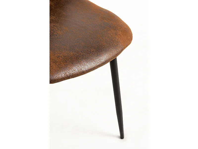 Packs Sillas Comedor - Pack 2 Sillas Black Teok Polipiel - Marrón Vintage