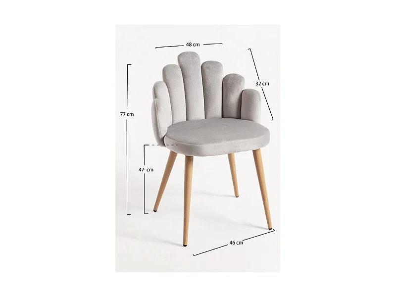 Packs Sillas Comedor - Pack 2 Sillas Hand Terciopelo - Gris