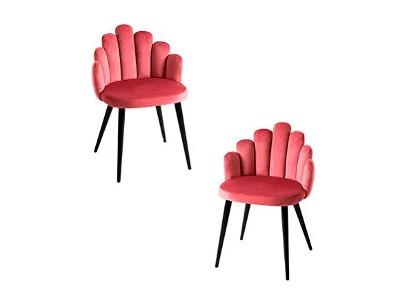 Packs Sillas Comedor - Pack 2 Sillas Hand Terciopelo Patas Negras - Rosa