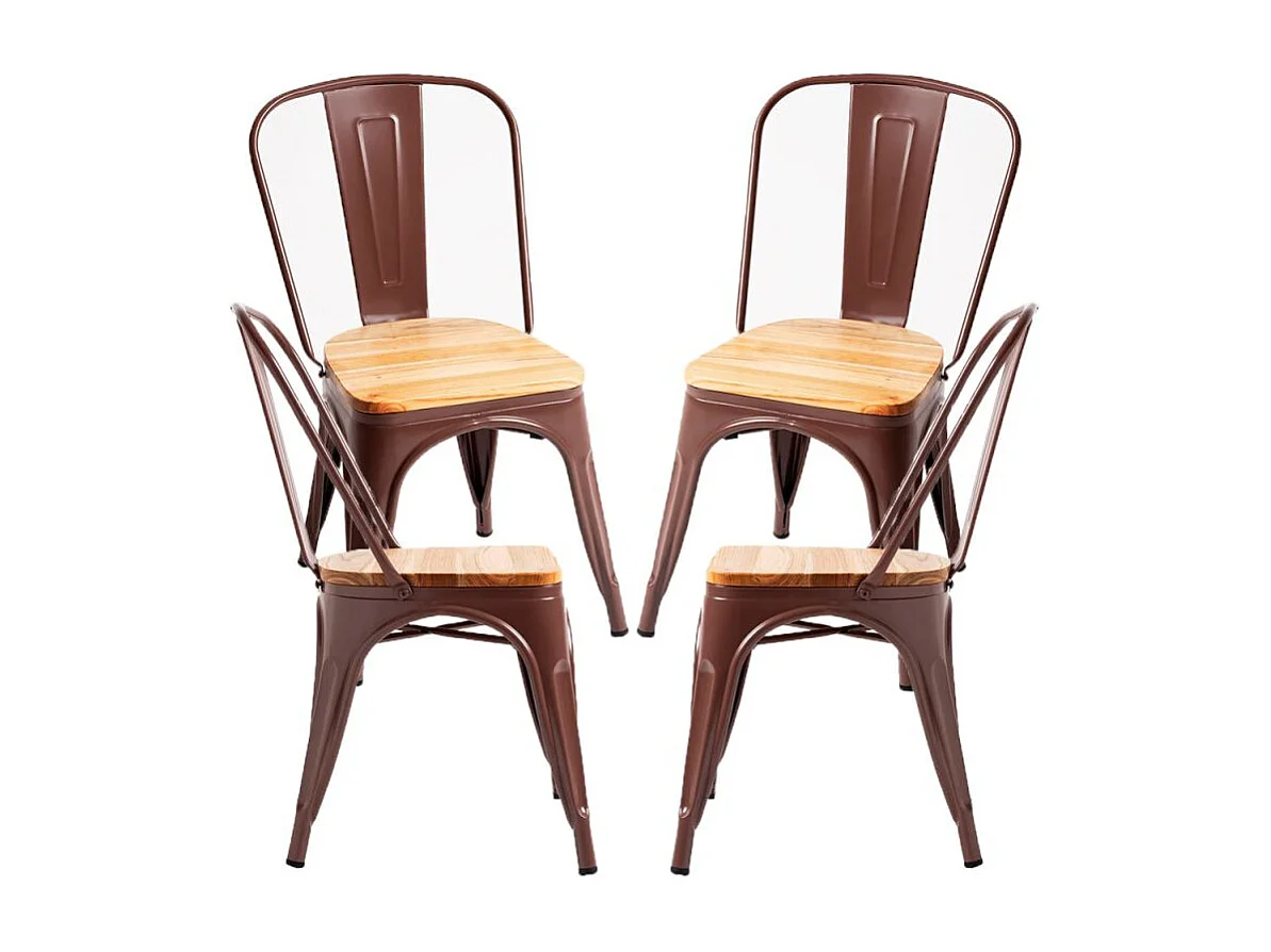 Packs Sillas Comedor - Pack 4 Sillas Torix Madera Natural - Marrón
