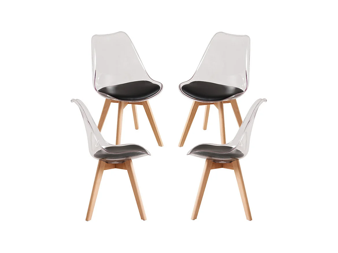 Packs Sillas Comedor - Pack 4 Sillas Synk Transparente Asiento - Negro