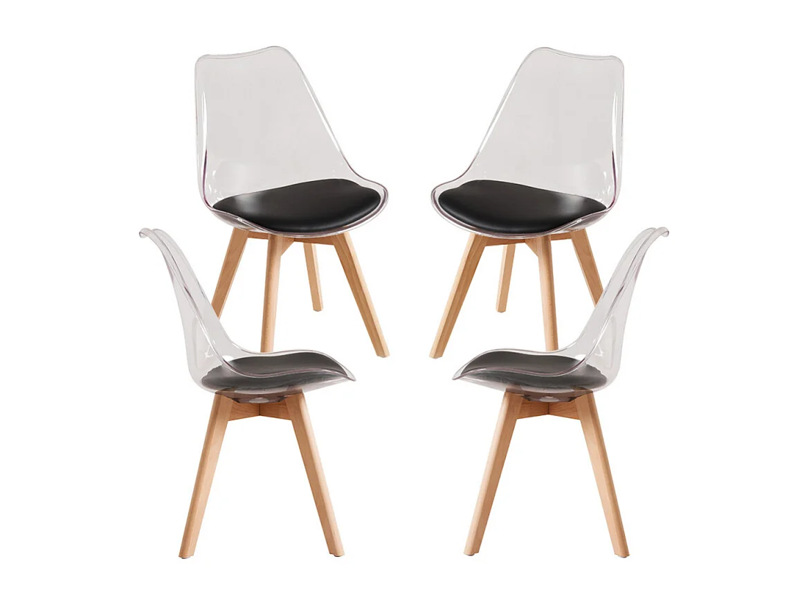 Packs Sillas Comedor - Pack 4 Sillas Synk Transparente Asiento - Negro