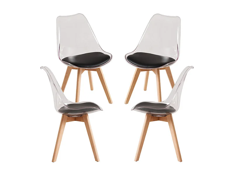 Packs Sillas Comedor - Pack 4 Sillas Synk Transparente Asiento - Negro