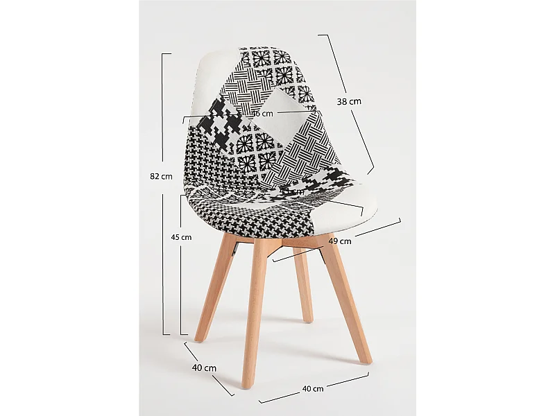 Sillas Comedor - Silla Synk Patchwork - Patchwork blanco y negro