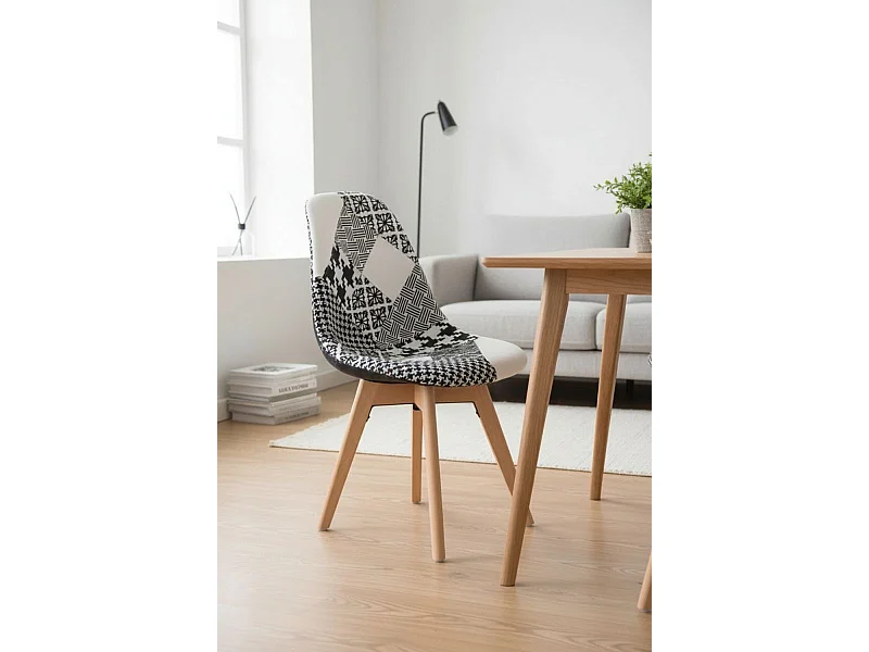 Sillas Comedor - Silla Synk Patchwork - Patchwork blanco y negro