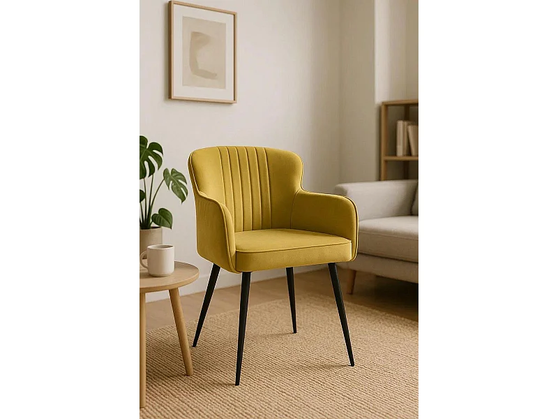 Sillas Comedor - Silla Dalye Terciopelo - Amarillo