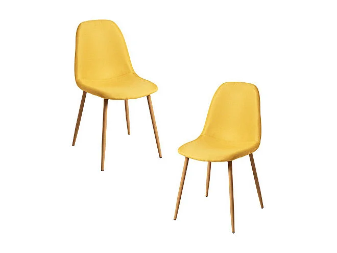 Packs Sillas Comedor - Pack 2 Sillas Teok Tela - Amarillo