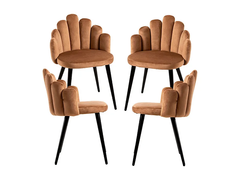 Packs Sillas Comedor - Pack 4 Sillas Hand Patas Negras Terciopelo - Marrón