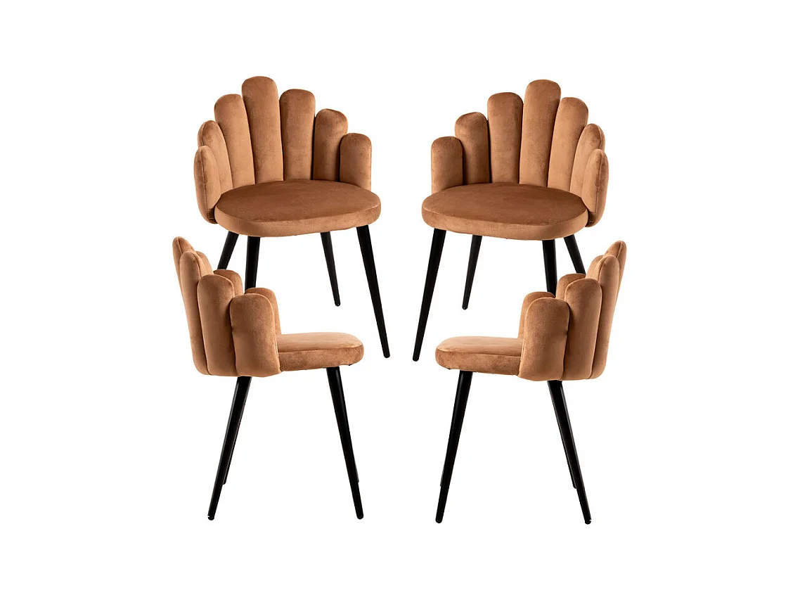 Packs Sillas Comedor - Pack 4 Sillas Hand Patas Negras Terciopelo - Marrón