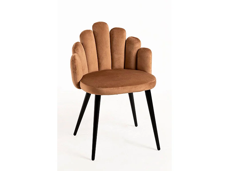 Packs Sillas Comedor - Pack 4 Sillas Hand Patas Negras Terciopelo - Marrón