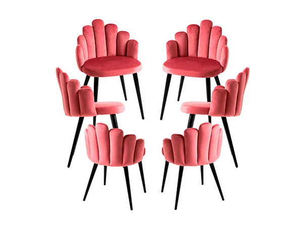 Packs Sillas Comedor - Pack 6 Sillas Hand Patas Negras Terciopelo - Rosa