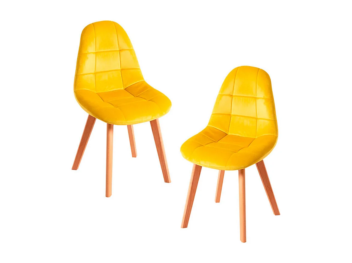 Packs Sillas Comedor - Pack 2 Sillas Kelen Terciopelo - Amarillo