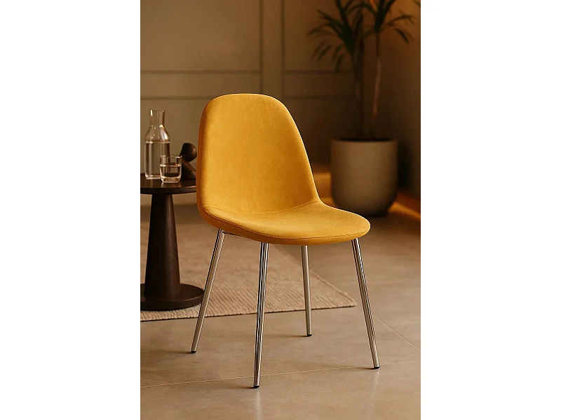 Sillas Comedor - Silla Chrome Teok Terciopelo - Amarillo