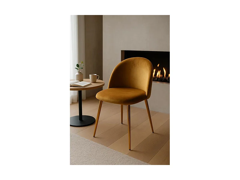 Sillas Comedor - Silla Vint Terciopelo Golden - Amarillo