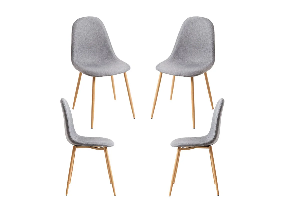 Packs Sillas Comedor - Pack 4 Sillas Teok Tela - Gris claro