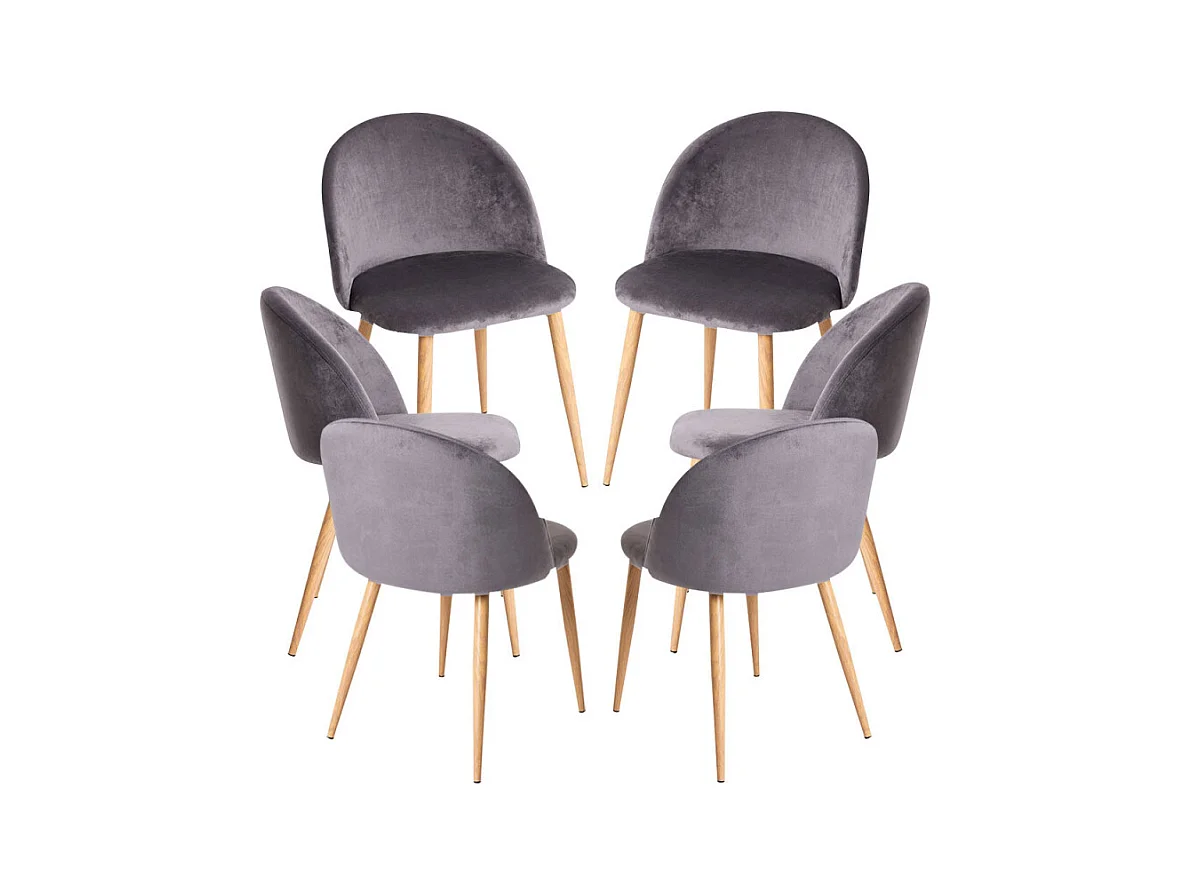 Packs Sillas Comedor - Pack 6 Sillas Vint Terciopelo - Gris oscuro